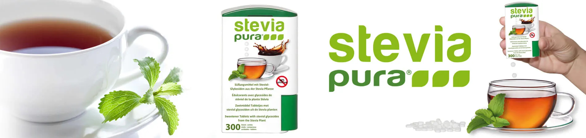 Stevia sweetener tablets 300 pieces dispenser steviapura
