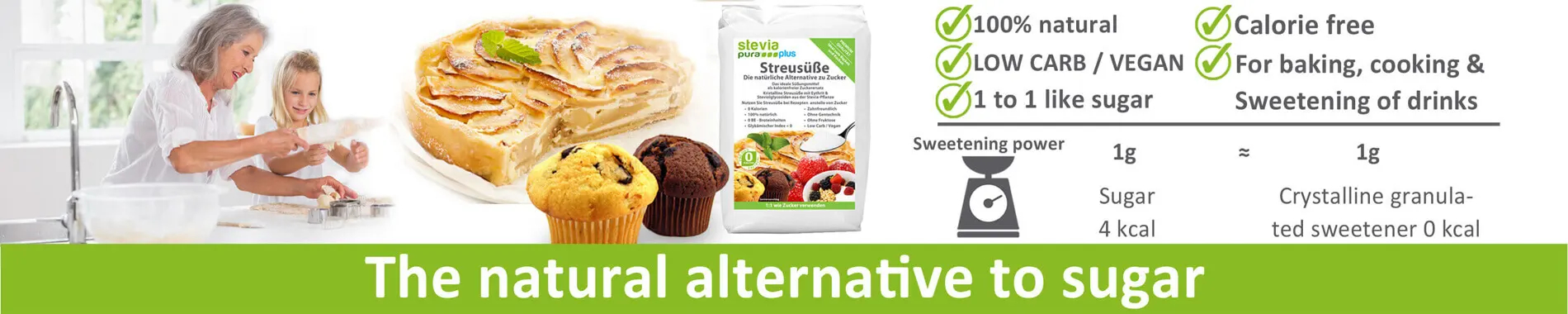 ERYTHRITOL + STEVIA GRANULATED SWEETENER 1:1 LIKE SUGAR