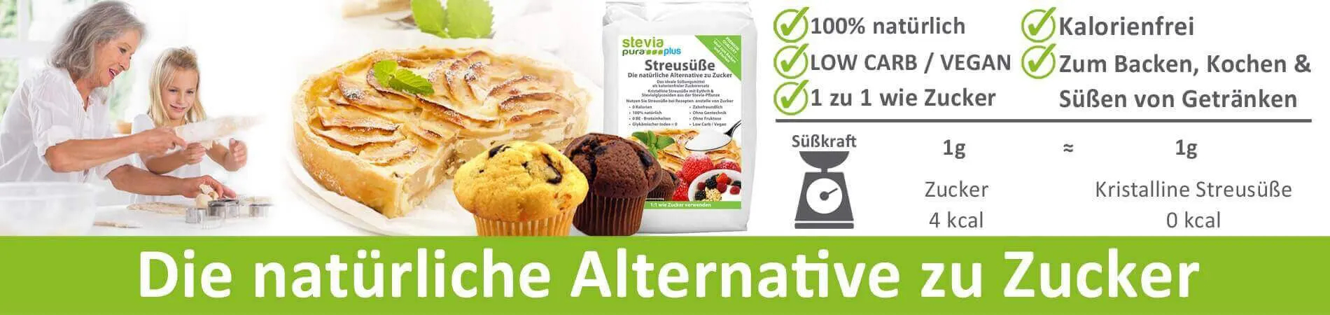 Stevia kristalline Streusüße wie Zucker Zuckerersatz...