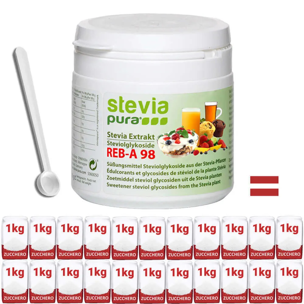 Acquistare estratto puro di Stevia con misurino Reb-A 98% sostituto dello zucchero