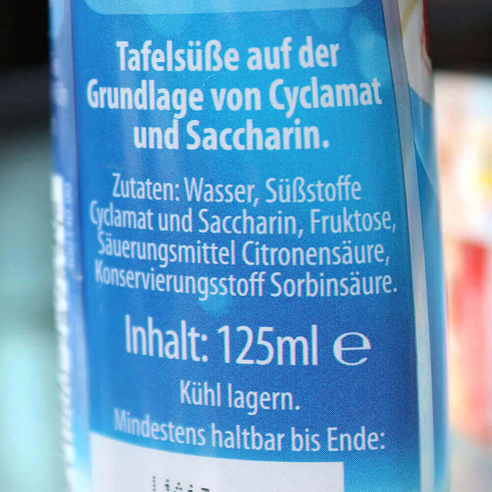 Saccharin Sucralose Aspartame Clyclamat Acesulfam-K und Aspartam