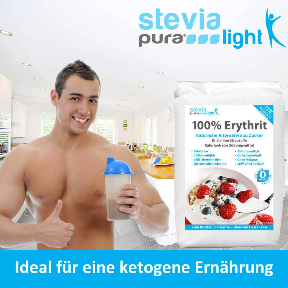 Erythrit wird aus natürlichen, nachwachsenden Rohstoffen gewonnen und ist ideal für eine Keto-Ernährung geeignet.