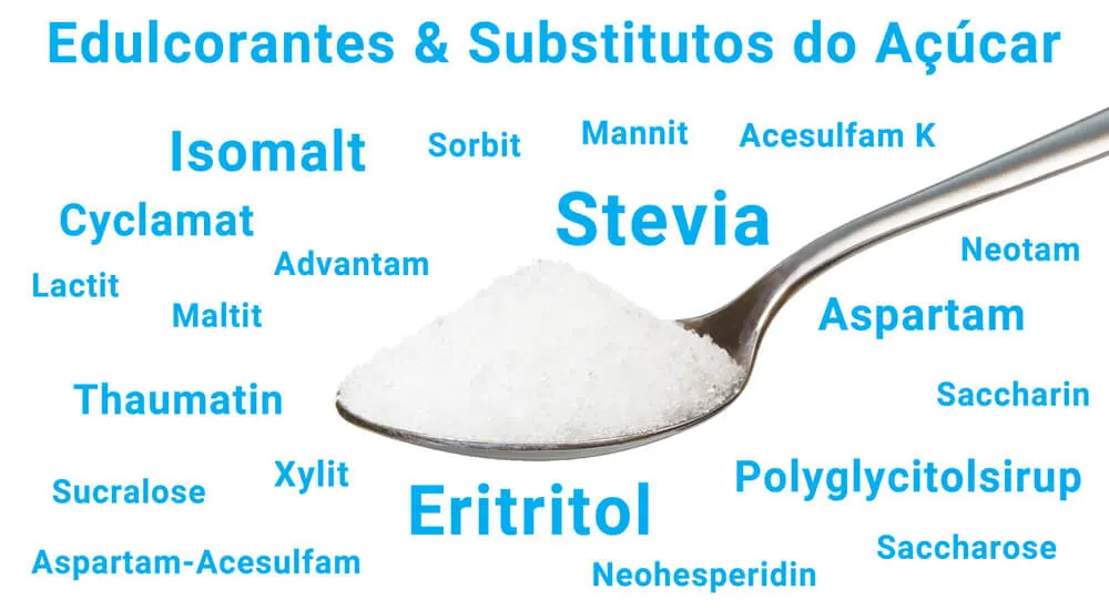 Estão disponíveis esses edulcorantes e substitutos do açúcar. 