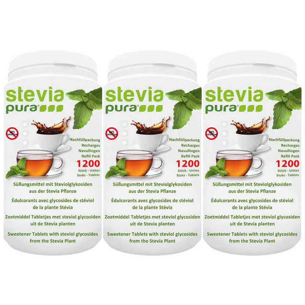 3x1200 Stevia Zoetjes Navulling kopen | Tabletjes | Stevia Zoetstoftabletten