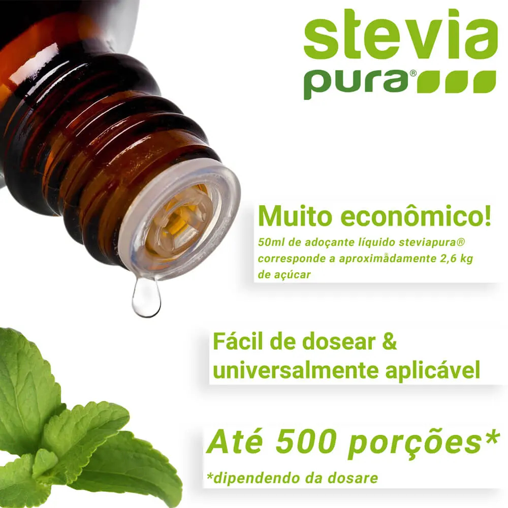 Stevia líquida é fácil de dosar e pode ser utilizada universalmente. 