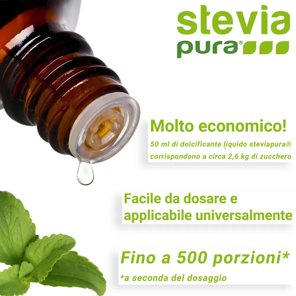 La Stevia Liquida è semplice da dosare e può essere utilizzata universalmente. 