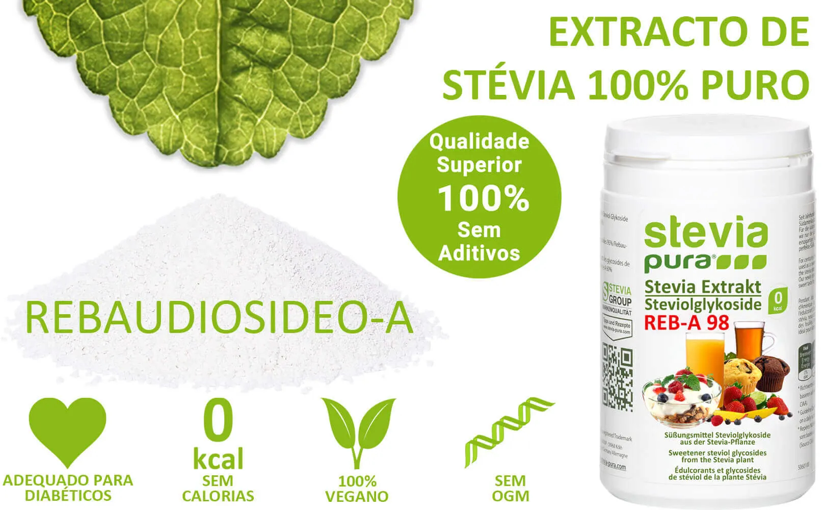 Adquirir Extrato Puro de Stevia em Pó Rebaudiosídeo-A 98%