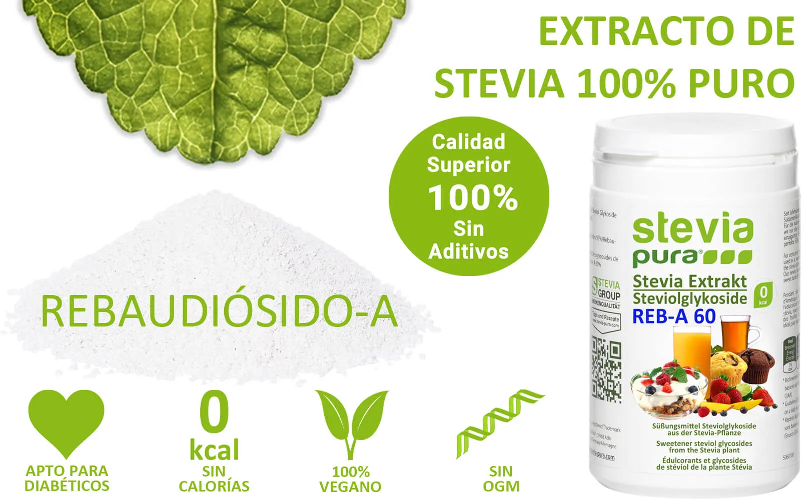 Adquirir extracto de Stevia pura en polvo Rebaudiósido-A 60% 