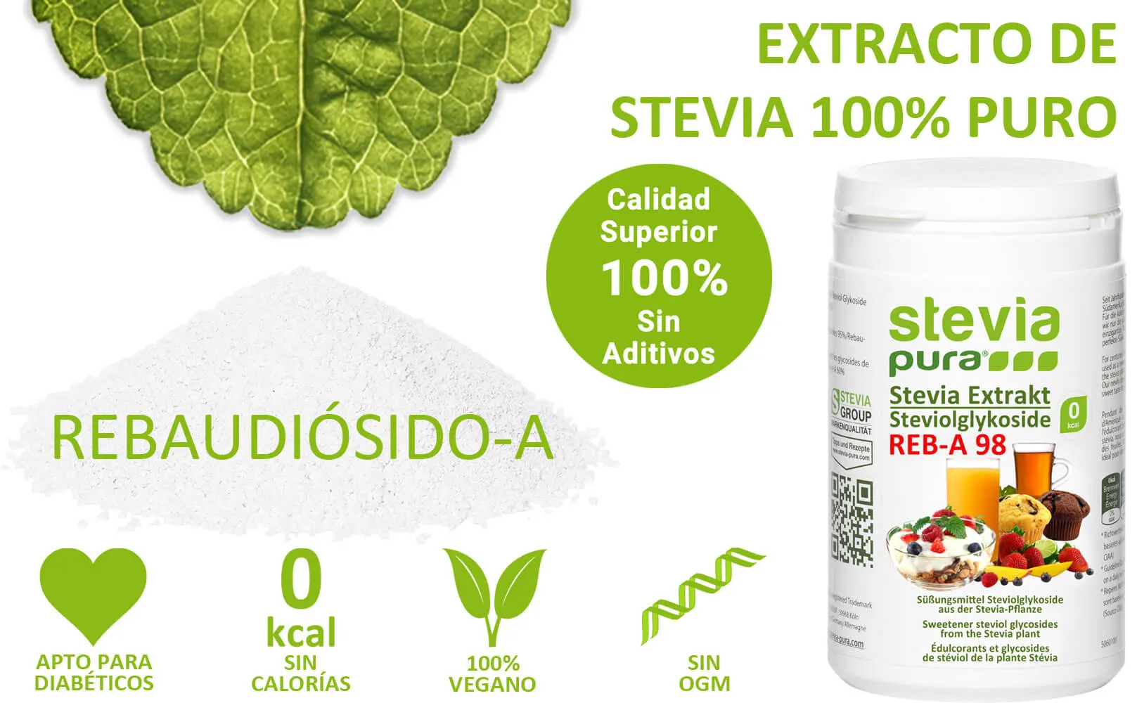 Adquirir extracto de Stevia pura en polvo Rebaudiósido-A 98