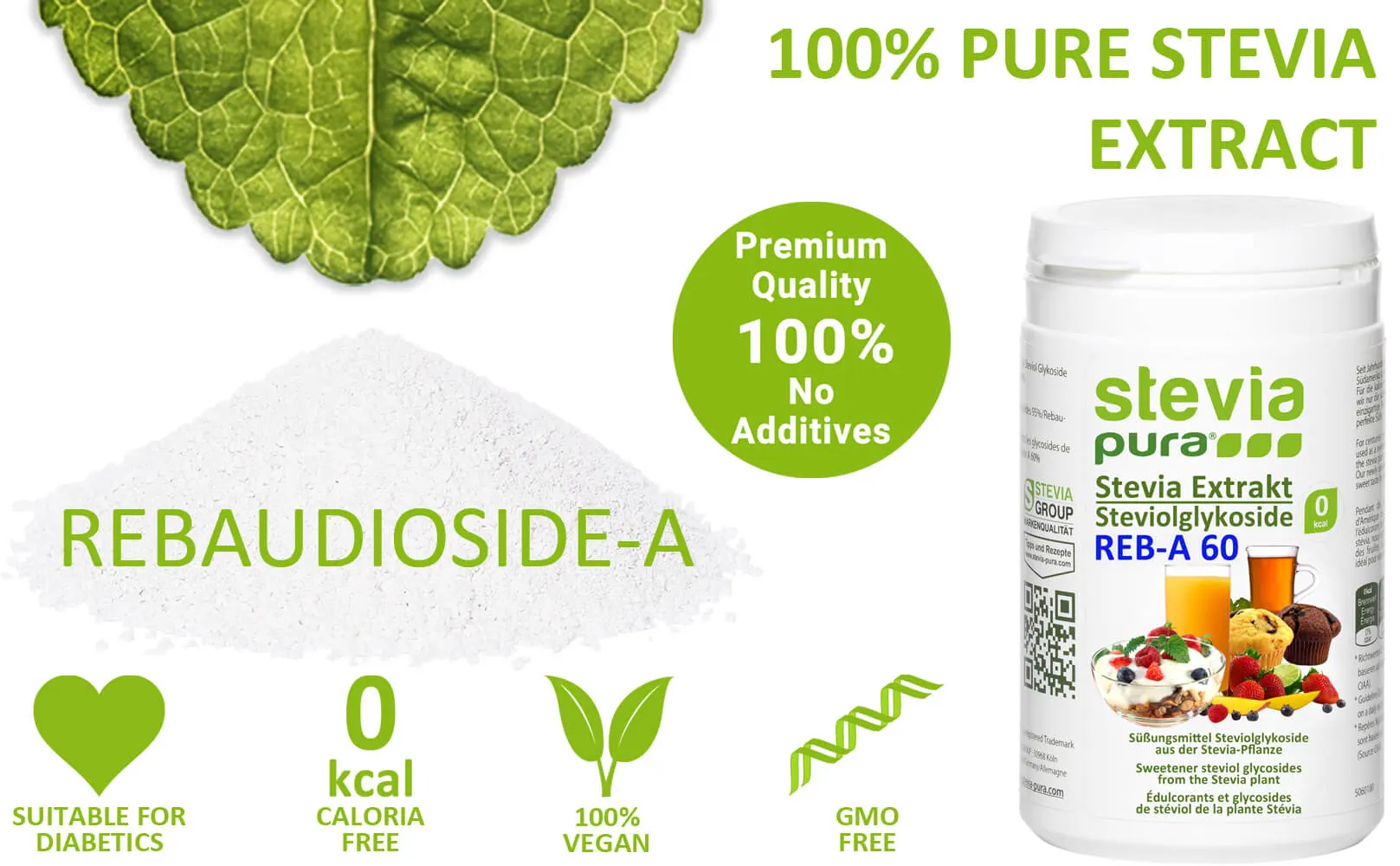 Purchase Pure Stevia Extract Powder with Rebaudioside-A 60%