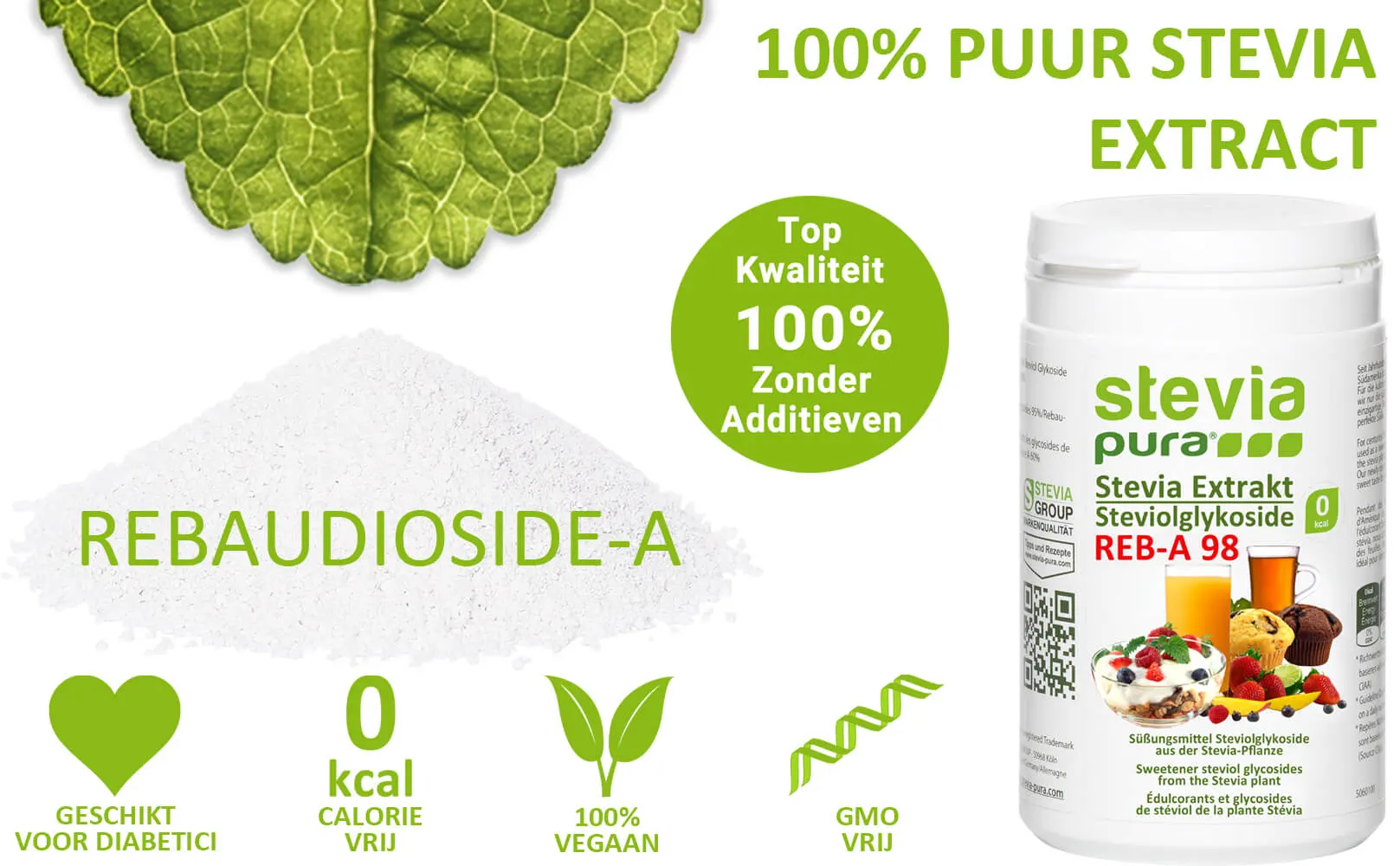 Koop Zuiver Stevia-Extract Poeder met Rebaudioside-A 98%