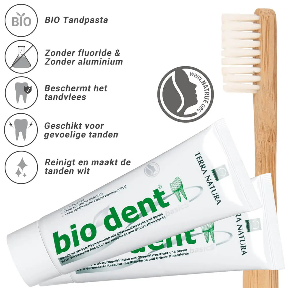 Tandpasta zonder fluoride van Biodent Basics Terranatura