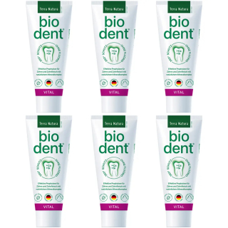BioDent VITAL Zahncreme ohne Fluorid | Terra Natura Zahnpasta | 6 x 75ml