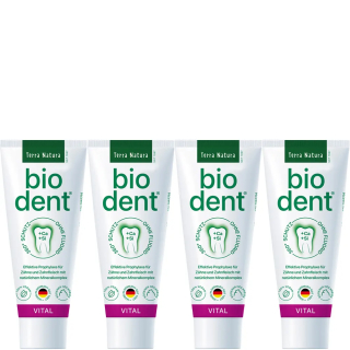 BioDent VITAL Zahncreme ohne Fluorid | Terra Natura Zahnpasta | 4 x 75ml