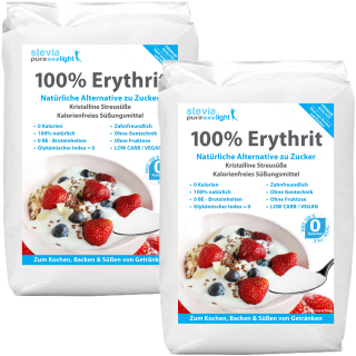 Erythrit | Erythritol Vegan | Kalorienfrei | Natürlicher Zuckerersatz | 2x1kg