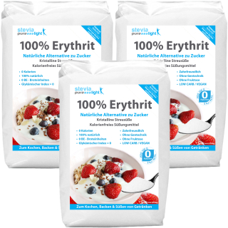 Erythrit | Erythritol Vegan | Kalorienfrei | Natürlicher Zuckerersatz | 3x1kg